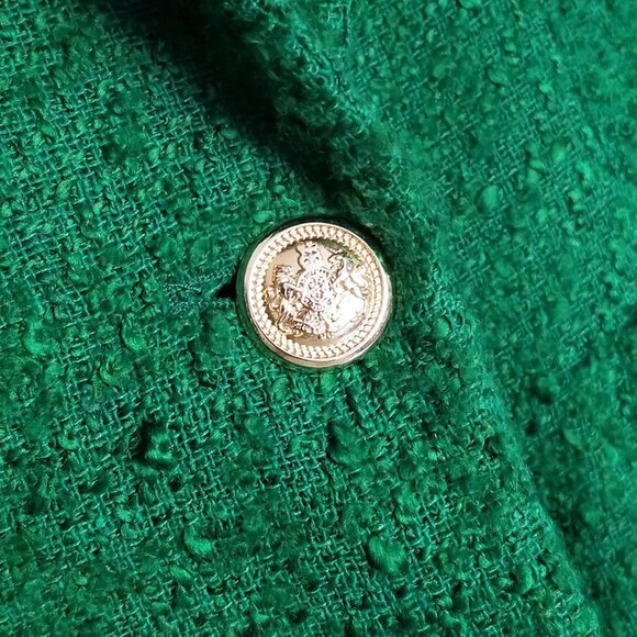Zara Tweed Textured Long Structured Blazer in Kelly Green M Classic Preppy $149 - Picture 12 of 16
